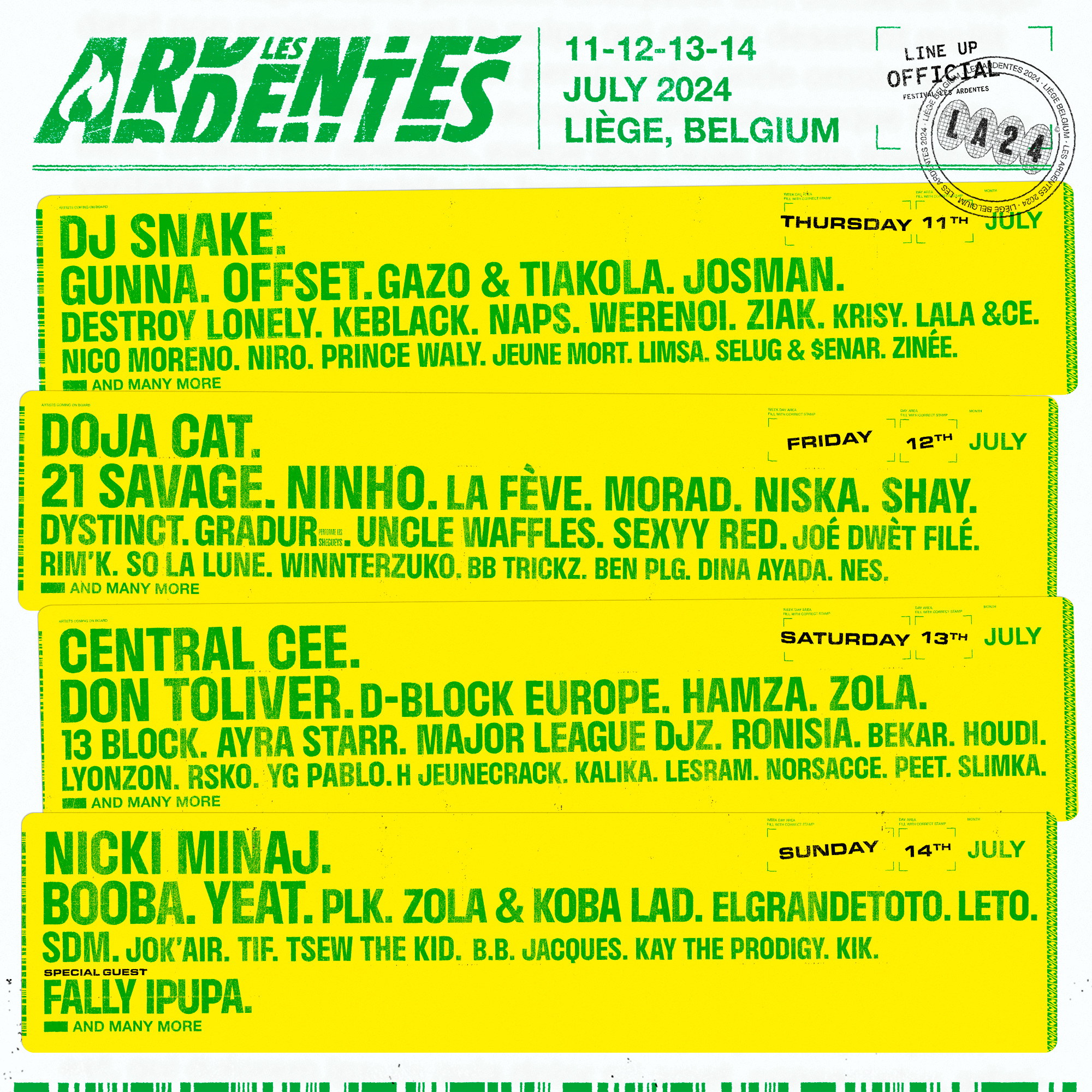 poster line up ardentes 2024