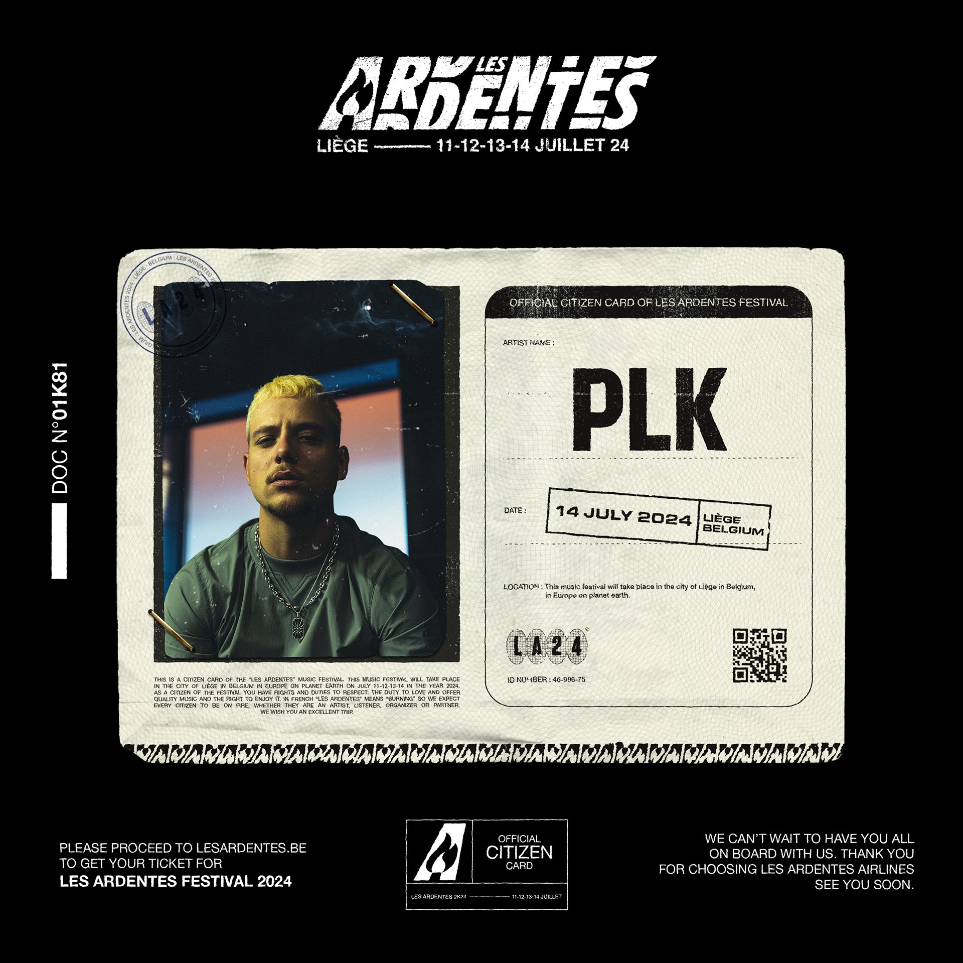 Carte d’identite imaginaire de PLK, designee pour Les Ardentes 2024.png
